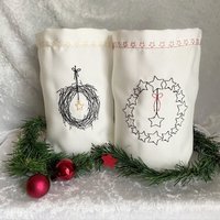 Lichtbeutel - Windlicht Deko Geschenk Advent Weihnachten Stoff Bestickt Sterne Kranz Lichtbeutel - Windlicht Deko Geschenk Advent Weihnachten Stoff Bestickt Sterne Kranz von romaga36