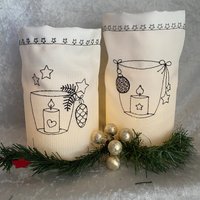 Lichtbeutel - Windlicht Deko Geschenk Advent Weihnachten Stoff Bestickt Lichtbeutel - Windlicht Deko Geschenk Advent Weihnachten Stoff Bestickt von romaga36
