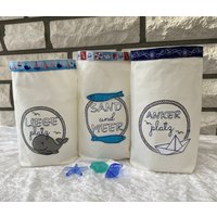 Lichtbeutel - Windlicht Deko Geschenk Maritim Liegeplatz Sand Und Meer Ankerplatz Stoff Bestickt Lichtbeutel - Windlicht Deko Geschenk Maritim Liegeplatz Sand Und Meer Ankerplatz Stoff Bestickt von romaga36