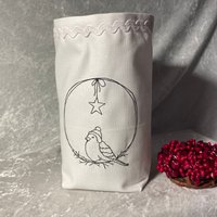 Lichtbeutel - Windlicht Deko Geschenk Vogel Winter -stoff Bestickt von romaga36