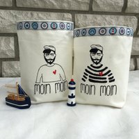 Lichtbeutel - Windlicht Deko -Seemann Geschenk Zum Vatertag Maritim Nordlichter Moin Stoff Bestickt Lichtbeutel - Windlicht Deko -Seemann Geschenk Zum Vatertag Maritim Nordlichter Moin Stoff Bestickt von romaga36