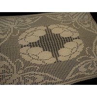 Schmetterlinge Und Anemonen Häkeln Tischset Filet Crochet Ecru | Hellbraun Baumwolle Spitzendeckchen Rbt2908 von romantiquesvintage