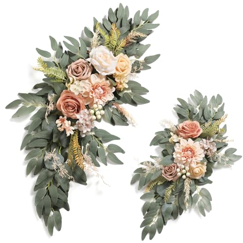rongflower Künstliche Hochzeitsbogen Blumen Girlande 2 Stück für DIY Champagner Hochzeit Willkommenszeremonie Schild Hintergrund Schatz Tisch Stuhl Heimdekoration rongflower Künstliche Hochzeitsbogen Blumen Girlande 2 Stück für DIY Champagner Hochzeit Willkommenszeremonie Schild Hintergrund Schatz Tisch Stuhl Heimdekoration von rongflower