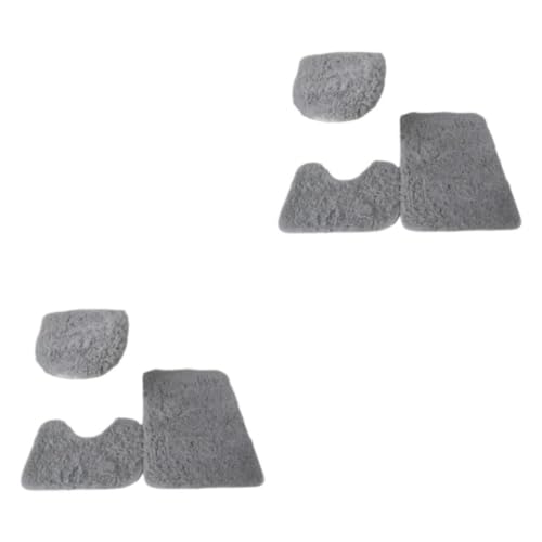 rongweiwang 2 Satz von 3er Pack Badezimmer Badematten Set, sicher und trocken, mit starker Wasseraufnahme, gutes Trittgefühl, PU Teppiche, WC, Grau, Grau 2Satz von rongweiwang