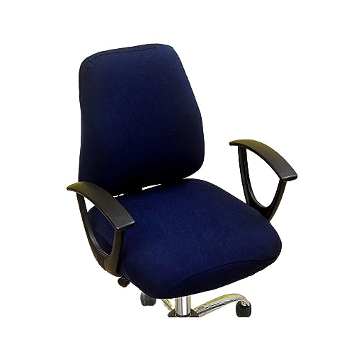 rongweiwang 2 teiliger Sitzbezug mit breiter Anwendung schützt Sessel und Bürostuhl. Stilvolle Polyester Bezüge für Computerstühle, Navy blau von rongweiwang