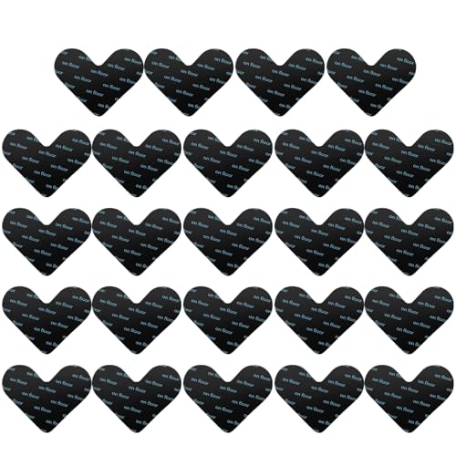 rongweiwang 24 Anti Rutsch Teppichclips, Teppichklebeband, Flacher Anti Rutsch Clip, wiederverwendbarer Teppich 2 mm dick, Selbstklebender Teppich, Hartholz (schwarz), herzförmig von rongweiwang