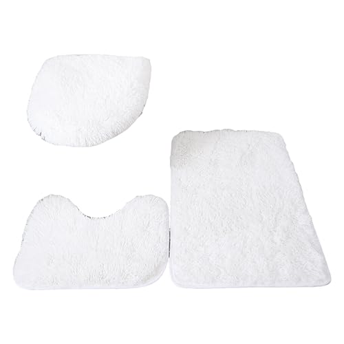 rongweiwang 3 teiliges Badezimmer Badematten Set, sicher und trocken, mit starker Wasseraufnahme, PU Teppiche, WC Abdeckung, Teppich, exquisit verarbeitet, Weiß rongweiwang 3 teiliges Badezimmer Badematten Set, sicher und trocken, mit starker Wasseraufnahme, PU Teppiche, WC Abdeckung, Teppich, exquisit verarbeitet, Weiß von rongweiwang