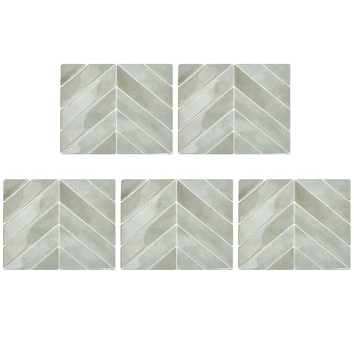 rongweiwang 3D Anti Fliesen für die Wand – selbstklebender, wasserdichter Fliesenaufkleber zum Abziehen und Aufkleben, einfach, hochtemperaturbeständig, 11,4 x 9, Graugrün (5 Stück) von rongweiwang