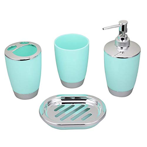 rongweiwang 4pcs Bad Zubehör-Set PP Plastik Badezimmer-Anzug Anzug Cup Kit, Anzug Cup Zahnbürstenhalter Seifenschale Dispenser Kit von rongweiwang