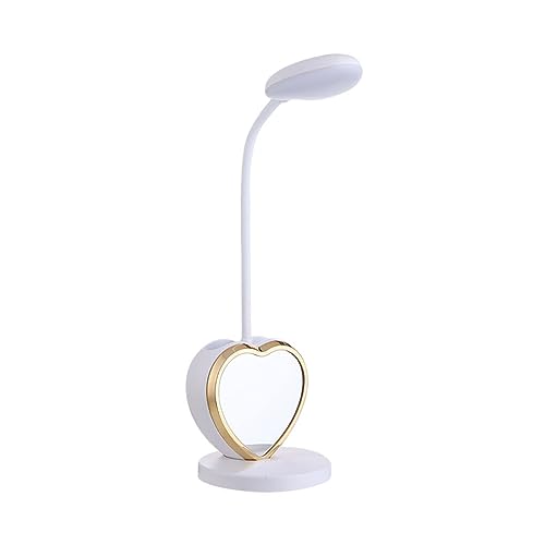 rongweiwang Dimmbare LED Schreibtischlampe mit Stifthalter, praktisch und augenschonend für studierende Mädchen. LED Schreibtischlampe aus Kunststoff für Mädchen, WEISSES Gold von rongweiwang