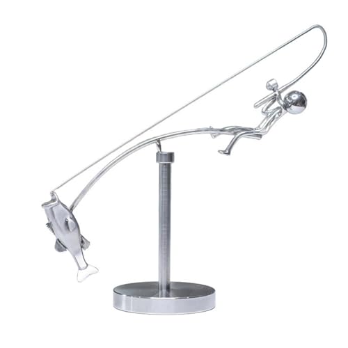 rongweiwang Dynamische Skulptur, Ausgleichsskulptur, Metall, Angelrute, Dekoration, Büro, Zinklegierung, langlebiges Heimornament von rongweiwang