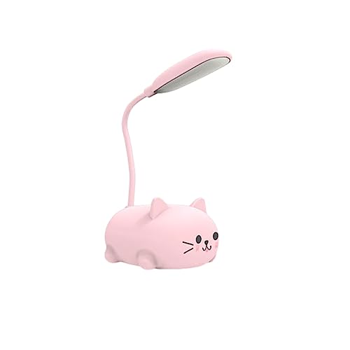 rongweiwang Ergonomische Tischlampe mit flexiblem Hals und mehrwinkelverstellbaren Schreibtischlampen, kleine ABS Schreibtischlampe, Kinder Schreibtischlampe, Rosa Katze Tischlampe von rongweiwang