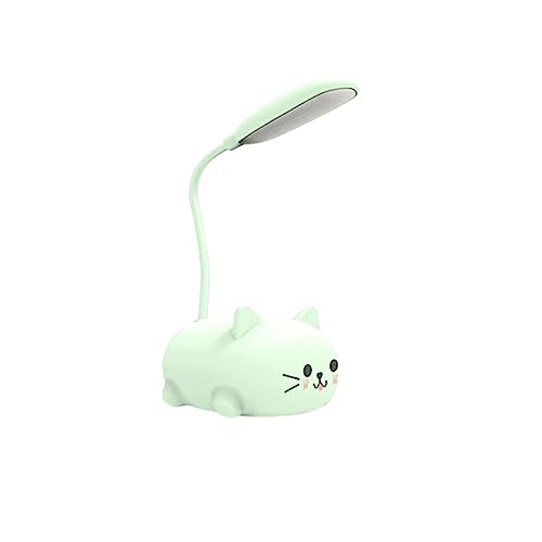 rongweiwang Ergonomische Tischlampe mit flexiblem Hals und mehrwinkelverstellbaren Schreibtischlampen, kleine ABS Schreibtischlampe, Kinder Schreibtischlampe, Schreibtischlampe mit grüner Katze von rongweiwang