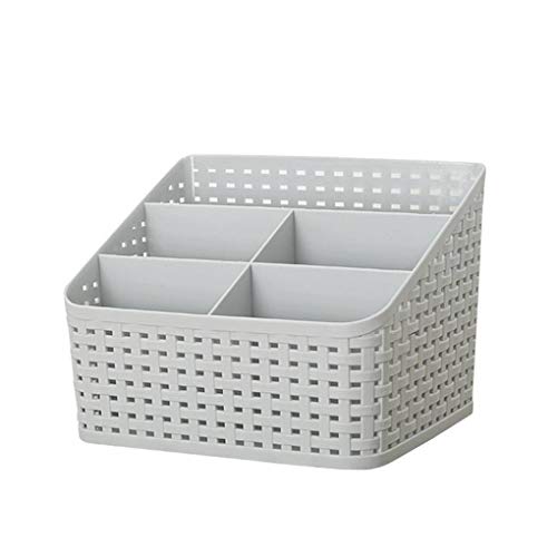 rongweiwang Imitation Rattan gesponnene Kosmetik Storage Box Multi-Compartment Sundries Aufbewahrungsbehälter, Multi-Compartment Sundries Storage Rack Kunststoff Desktop Makeup Container von rongweiwang