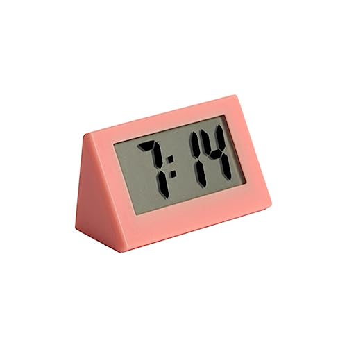 rongweiwang Mini Uhr LED Nachttisch 24 Stunden Digital Elektrouhren Batteriebetriebenes Studentenwohnzimmer Dreieckiger Bürokalender, Orange Rot von rongweiwang