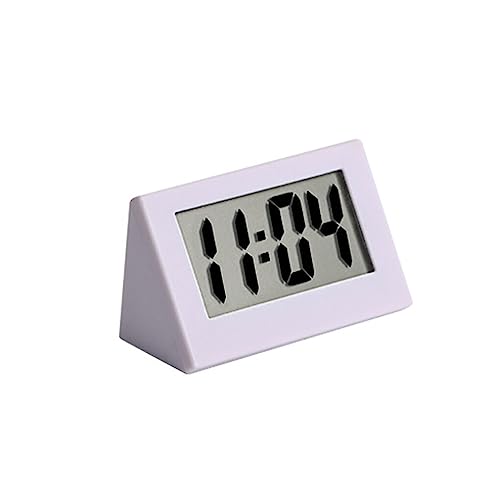 rongweiwang Mini Uhr LED Nachttisch 24 Stunden Digital Elektrouhren Batteriebetriebenes Studentenwohnzimmer Dreieckiger Bürokalender, Weiß von rongweiwang