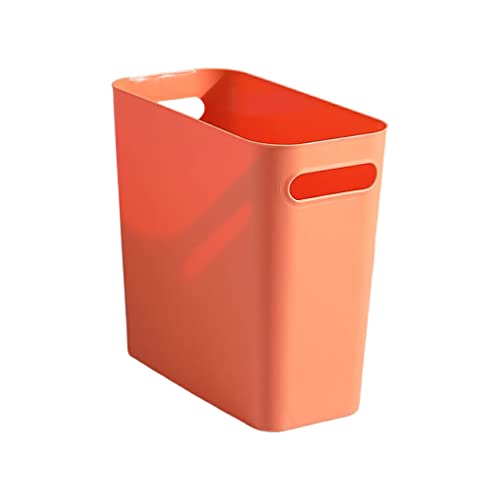 rongweiwang Schlanker Mülleimer ohne Deckel, Papierkorb, Griffe, Müllbehälter, einfarbig, Badezimmer Toilettenartikel mit hohem Fassungsvermögen, Orange von rongweiwang