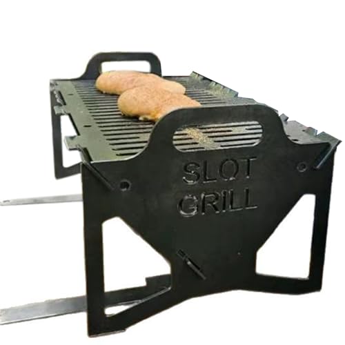 rongweiwang Slot Grill Zusammenklappbarer BBQ Grill für einfache Lagerung, tragbarer Holzkohlegrill für Picknicks, Reisen, faltbares Design, kompakte Lagerung, Stahlkonstruktion, perfekt für von rongweiwang