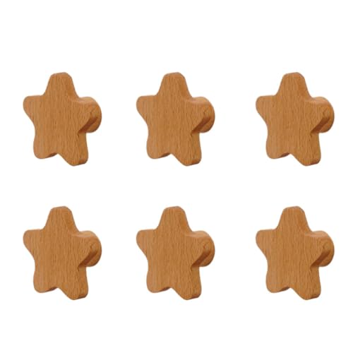 rongweiwang Stilvolle Holzmöbelknöpfe, Cartoon Holzschrankknöpfe, Set mit Schrauben, Holzmöbelgriffe, Stern von rongweiwang