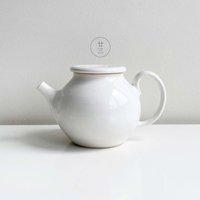 Keramik Weiße Runde Teekanne - C von room23ceramics