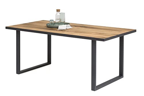 Esstisch Tisch Janne 180x100cm Alteiche furniert Graphitgrau Metallgestell NEU von roominado