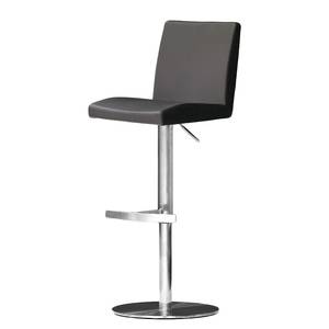 home24 Barstuhl Fran 42 x 89 x 54cm Schwarz Zylinder Echtleder/Metall von home24