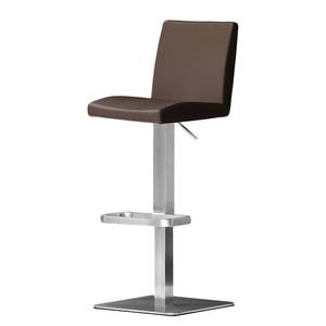 home24 Barstuhl Fran 42 x 89 x 54cm Braun Eckig Echtleder/Metall von home24