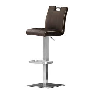 home24 Barstuhl Laetitia 40 x 89 x 50cm Braun Eckig Echtleder von home24