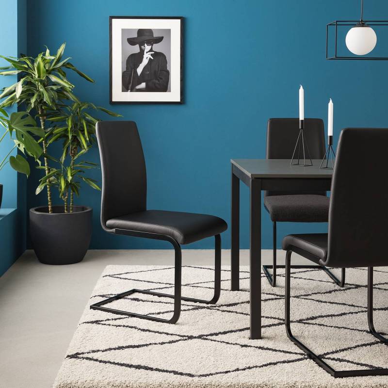 home24 Freischwinger Bjora 44 x 96 x 58cm Schwarz/Schwarz 2er Set von home24