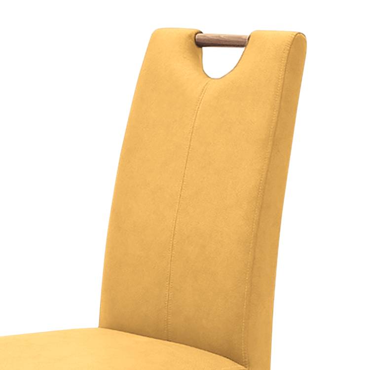 home24 Polsterstuhl Alessia II 2er-Set 47 x 99 x 59cm Gelb/Curry/Eiche Massiv von home24