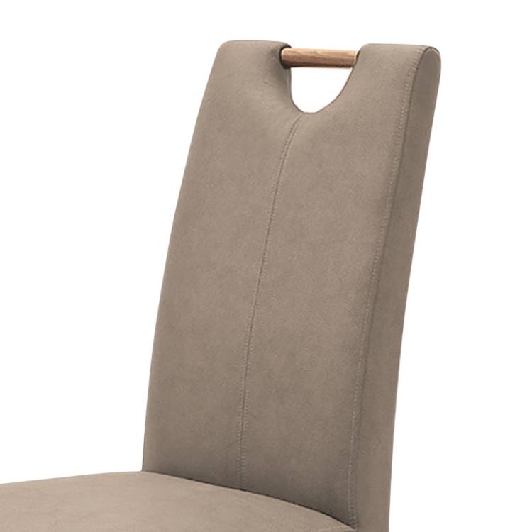 home24 Polsterstuhl Alessia II 2er-Set 47 x 99 x 59cm Braun/Taupe/Eiche von home24