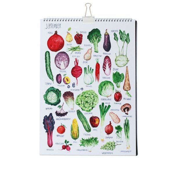 roots of compassion Saisonkalender von Pia Kraftfutter - 100 % Öko - saisonal, Obst, Gemüse, bio, Geschenk von roots of compassion