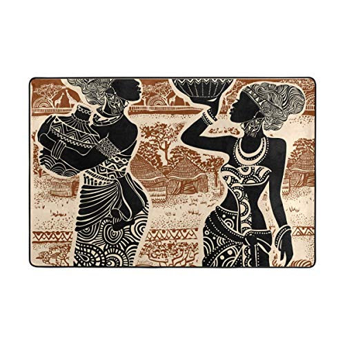 Rootti Teppich mit afrikanischem Frauen-Muster, rutschfest, für Wohnzimmer, Esszimmer, Schlafzimmer, Küche, Flur, Fußmatte, klein, 160 x 120 cm von rootti