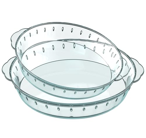 ropto 2er-Pack Kuchenformen zum Backen, Glaskuchenform-Set, 22,9 cm und 25,4 cm, leicht zu greifende Kuchenplatten für Apfelkuchen, Quiche und Kruste von ropto