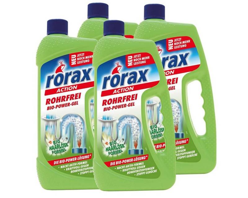 rorax 4x rorax Rohrfrei Bio-Power-Gel 1 Liter - Löst selbst Haare auf Rohrreiniger von rorax