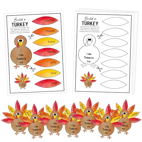 Bauen Sie eine Türkei Thanksgiving-Spiele für Teenager und Erwachsene, 20 DIY-Truthahn-Malkarten mit 2 Rollen Klebepunkten, Thanksgiving-Handwerk für Familienaktivitäten, Klassenzimmer-Partygeschenke Bauen Sie eine Türkei Thanksgiving-Spiele für Teenager und Erwachsene, 20 DIY-Truthahn-Malkarten mit 2 Rollen Klebepunkten, Thanksgiving-Handwerk für Familienaktivitäten, Klassenzimmer-Partygeschenke von rorusio