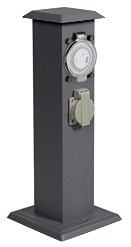 Energiesäule 2 Steckdosen Zeitschaltuhr Gartensteckdose Mehrfachsteckdose (Anthrazit) von rosch