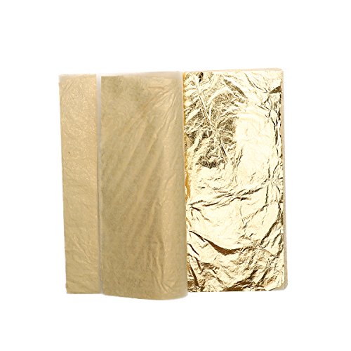 Blattgold - ROSENICE Blattsilber Schlagmetall 100 Blätter Imitation Blattgold für Kunst Handwerk Dekoration 14 * 14CM von rosenice