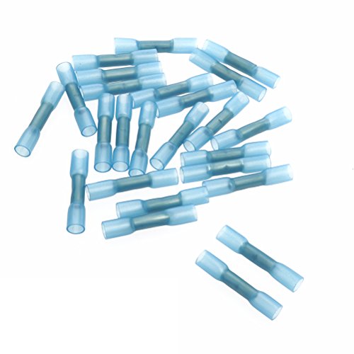 Lötverbinder Schrumpfverbinder wasserdicht Heat Shrink 100pcs 1.5-2.5 mm gefütterte Butt Draht Crimp Stecker Crimp Terminals(blau) von rosenice
