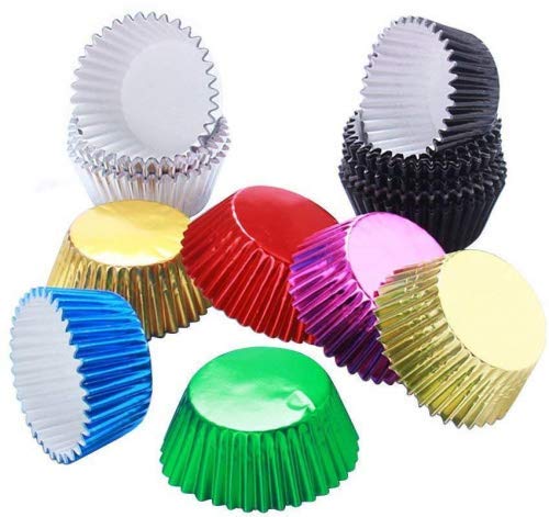 Rosenice Cupcake-Förmchen, Aluminiumfolie, Mini-Kuchenform, Muffin-Form, zum Backen, Silber, 100 Stück von rosenice