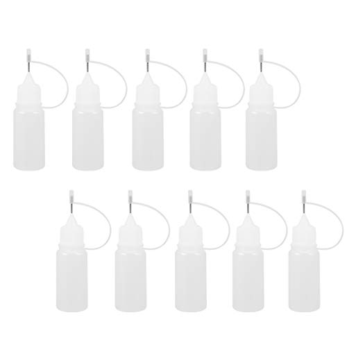 Rosenice Klebstoffflasche / Leerflasche mit Präzisionsspitze, 10 ml, 10 Stück, für Handarbeiten / Quilling, Weiß von rosenice