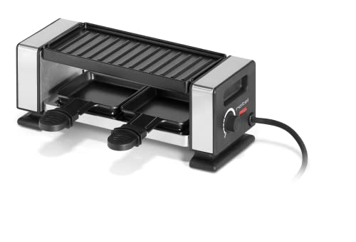 Rotel Raclette-Grill 2 Personen mit Pfännchen und Spatel, Raclette-Maschine, Raclette-Gerät, Raclette-Grill, Party-Rakel, Aluguss, Edelstahl, Kunststoff, 29,3 x 10,5 x 10,1 cm, 1124250 von rotel