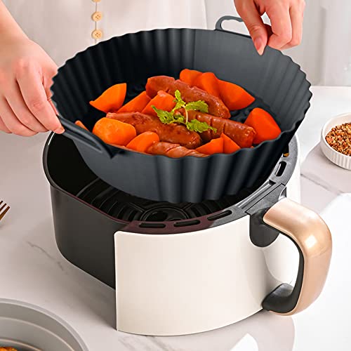 Air Fryer Liners Silikon Liner 7.5Inch Wiederverwendbare Air Fryer Silikon Korb Resistant Einfache Reinigung Air Fryers Silikon Topf Lebensmittel Grade Antihaft Runde Silikon Air Fryer Liner (Schwarz) von routinfly