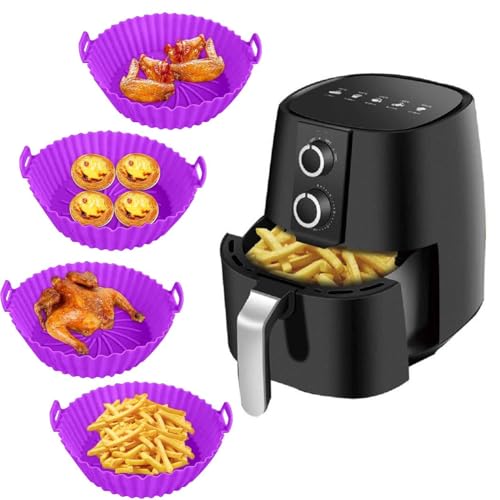 Silikonform für Heißluftfritteuse Zubehör | Silikoneinsatz für Heißluftfritteuse, Airfryer Silikonform & Heißluftfritteuse Grillpfanne aus Silikon für Backform Zubehör für Friteusen (1PC_Lila) von routinfly