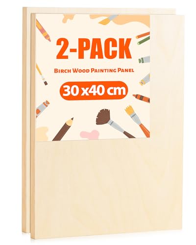 ROWOOD Holzleinwand zum Malen, Leinwandplatten 30x40cm/12x16" – 2 Stück, Unvollendeter Holzrahmen, Leere Malerleinwand für Kunsthandwerk, Ölmalerei und Pouring-Technik ROWOOD Holzleinwand zum Malen, Leinwandplatten 30x40cm/12x16" – 2 Stück, Unvollendeter Holzrahmen, Leere Malerleinwand für Kunsthandwerk, Ölmalerei und Pouring-Technik von rowood