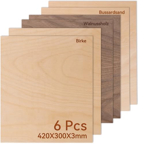 ROWOOD Sperrholzplatte 3mm a3 420x300mm 6Stück Walnuss Linde Birke holzplatte Zuschnitt Nach Maß Unbehandeltes Bastelhölzer Holz für Modellbau Laserschnit Laser Gravur Holz Brennen Malerei CNC ROWOOD Sperrholzplatte 3mm a3 420x300mm 6Stück Walnuss Linde Birke holzplatte Zuschnitt Nach Maß Unbehandeltes Bastelhölzer Holz für Modellbau Laserschnit Laser Gravur Holz Brennen Malerei CNC von rowood