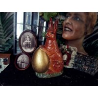 Vintage Osterhase, Gips Kaninchen Statue, Ostern, Hase, Rustikaler Stil, Osterdekor von royalpanopticon