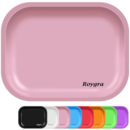 roygra Rolltablett, Mattes Metall, dekoratives Tablett (Rosa, mittelgroß, 17,8 x 14,9 cm) von roygra