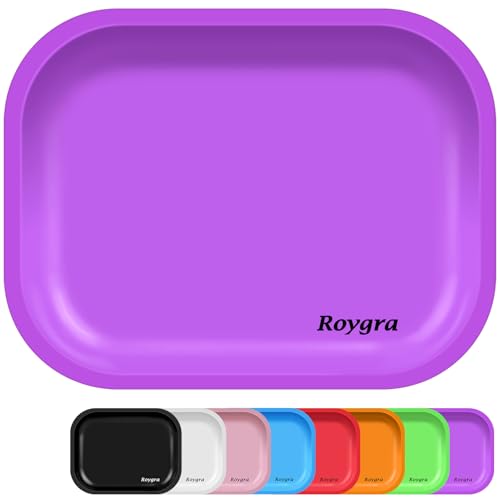 roygra Rolltablett, Mattes Metall, dekoratives Tablett (lila, mittelgroß, 17,8 x 14,9 cm) von roygra