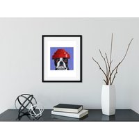 Boston Terrier Kunstdruck Devo Hat Hund Wanddeko von rubenacker